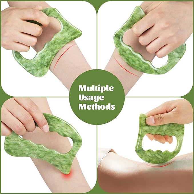 airogym Jade Stone Gua Sha Massage Tool Set, Gua Sha Muscle Scraper Tool,Scar Tissue Tool,Physical Therapy Tools,Muscle Soft Tissue Scraping Tool,Guasha Massage Scraper,Fascia Scraper Massage Tool
