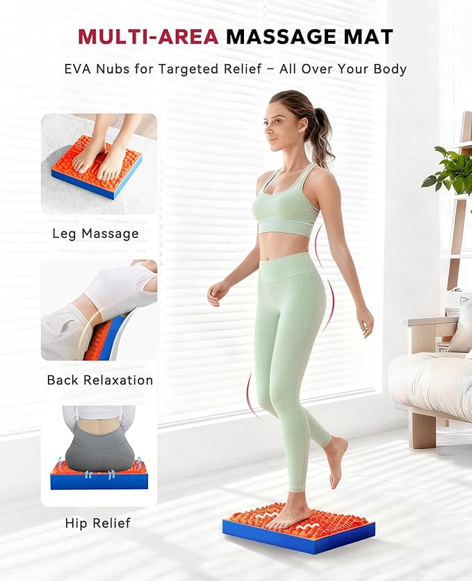 HAPBEAR Exercise Balance Pad - 15"x12" Non-Slip Textured Foam Balance Pad with 2-in-1 Stability & Massage - 2.2" Thick TPE Layer with Soft Cushioning + EVA Massage Layer for Physical Therapy, Core Training & Massage