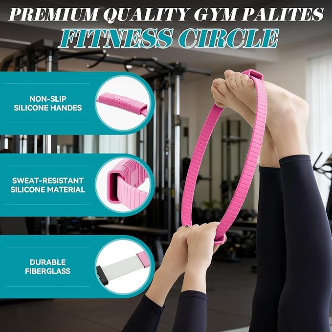 Pilates Ring, Silicone Magic Pilates Rings, Lightweight & Durable Flexible Fitness Circle Exercise Equipment for Toning Arms, Thighs,Legs, Core,Yoga & Physical Therapy
