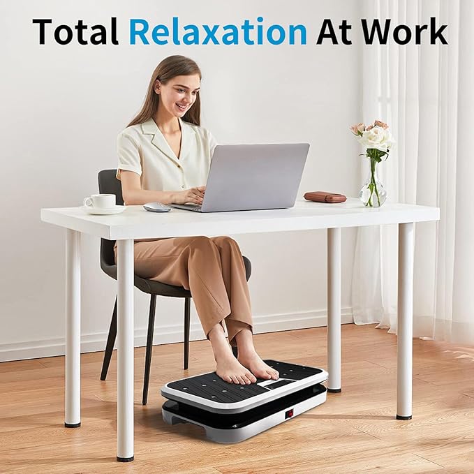 Vibration Plate Exercise Machine with Pushup Handle & Bluetooth, Full-Body Vibrating Plate for Lymphatic Drainage,Home Workout, Office Fitness, Weight Loss, Muscle Toning -Remote Control