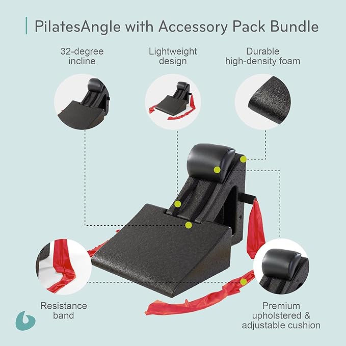 Balanced Body PilatesAngle & Accessories – Reformer Workout Wedge, Resistance Band, and Neck Support for Home Gym & Studio