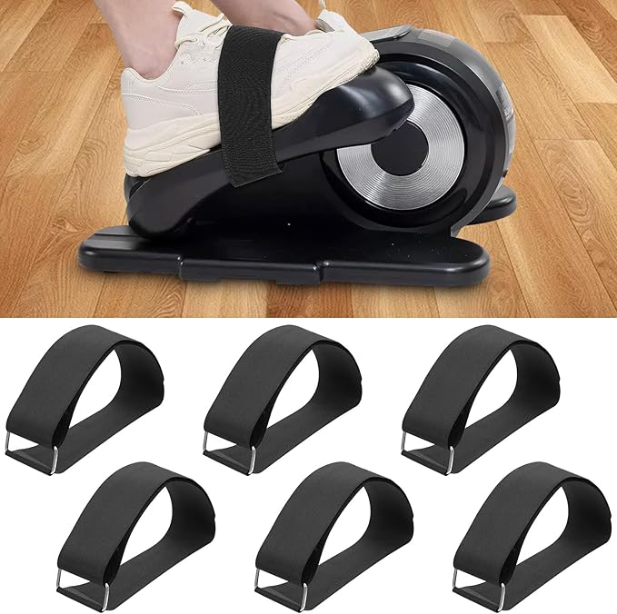 6PCS Leg Exerciser Pedal Straps, Universal Adjustable Bike Pedal Band, Non-Slip Foot Strap for Under-Desk Elliptical Machines, Leg Training, Home and Office Exercise Accessories