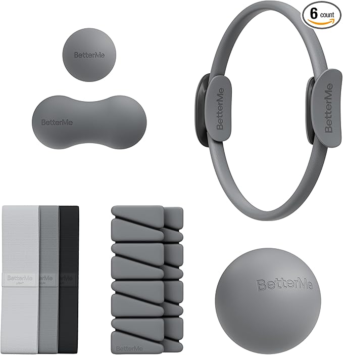 BetterMe Sculpt Body Kit - Pilates Equipment Set for Home Workouts - Home Pilates Kit with Pilates Ring Pilates Ball Resistance Bands, and Recovery Massage Tools