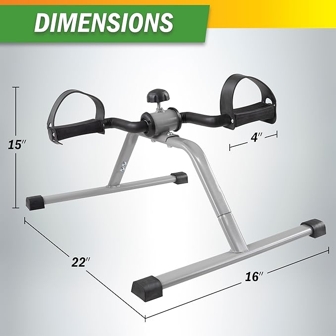 Under Desk Exercise Bike Pedal Exerciser – Mini Stationary Cycle with Adjustable Resistance, Calorie Tracker & Foldable Design – Compact Pedal Machine for Home, Office, or Physical Therapy by Wakeman