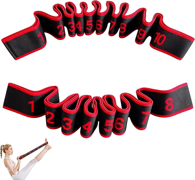 2PCS Fitness Resistance Band for Stretching and Yoga, Number Stretch Resistance Band with Clear Markings, 8-Section Elastic Training Bands for Full Body Stretching Shaping
