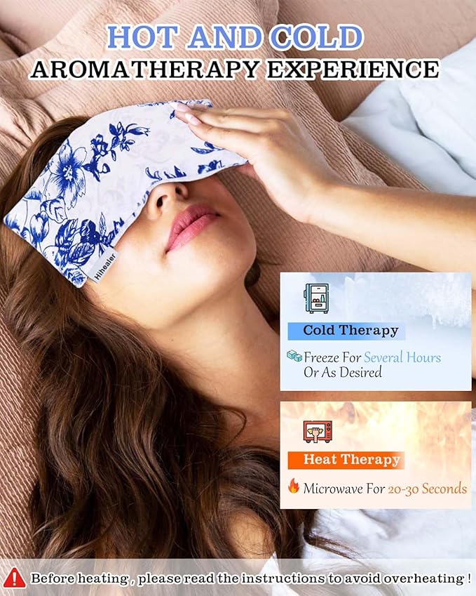 Lavender Eye Pillow for Relaxation, Yoga, Sleep – Weighted Eye Mask for Headache, Sinus, Aromatherapy Moist Heat Compress, Meditation Accessory, Relaxation Gift for Women (Silver)