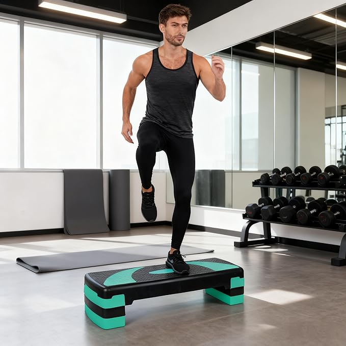 Aerobic Step Platform Exercise Step with 3 levels Adjustable Height Non-Slip Exercise Stepper for Cardio, Strength, and Fitness Workouts at Home or Gym