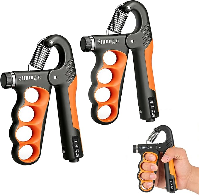 Hand Gripper Strengthener, 11-220LBs Adjustable Resistance Grip Strength Trainer with Counter, Forearm Exerciser for Injury Recovery and Muscle Building