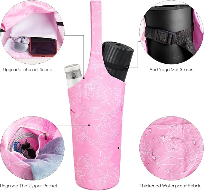 IwIeIaIrI Yoga Mat Bag for Women with Large Size Pocket and Zipper Pocket,Yoga Gifts Accessories with Adjustable Shoulder Strap- Fits Most Workout Stuff