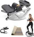 Rock Stepper Side to Side, Mini Stepper with Resistance Bands, Steppers for Exercise at Home, No Assembly Stair Climber for Full Body Workout, Digital Monitor Twist Action Cardio Machine