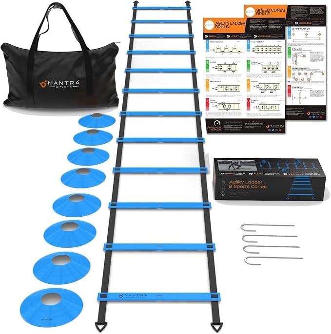 Soccer Training Equipment Agility Ladder Set, Sports Speed & Agility Training Equipment Kit with Cones & Drills, Speed Training Ladder for Footwork, Football Training Equipment