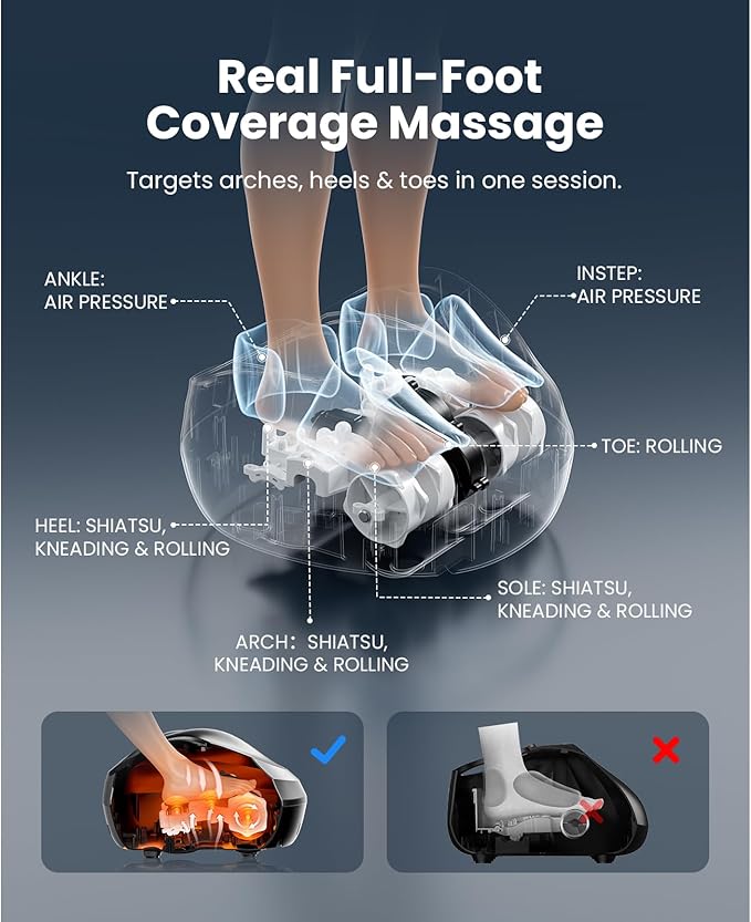 BOB AND BRAD Foot Massager Machine with Heat and Remote, Fits up to Size 14, FSA Eligible HSA Shiatsu Deep Kneading Foot Massager for Plantar Fasciitis and Neuropathy