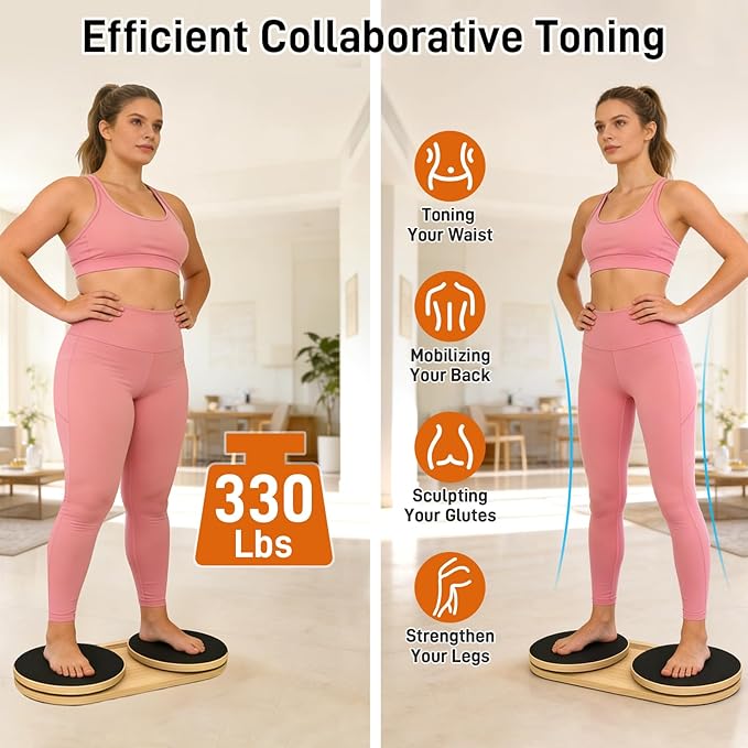 Waist Twister Machine Exercise, Ab Twister Board Workout MAX 330 LBS, Non-Slip Waist Twisting Fitness Tool, Pilates Waist Twister for Women, Dynamic Core Align Board for Home Gym Equipment
