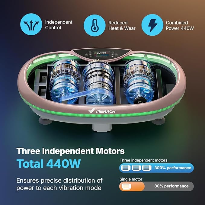 MERACH Vibration Plate Exercise Machine, 4D Whole Body Workout Vibrating Platform for Lymphatic Drainage Weight Loss Muscle Activation, Home Fitness Equipment with Bluetooth Light Pull Cord