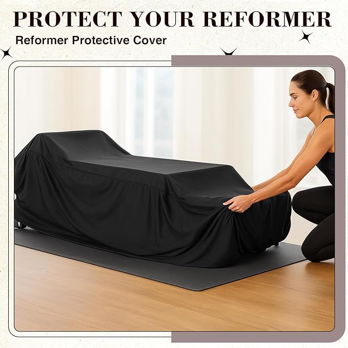 Pilates Reformer Protective Cover Dustproof Waterproof Oxford Fabric with Elastic Edge 2 Handles Drawstring Reformer Machine Cover for Indoor Outdoor Gym Home Yoga Studio,95 x 30 x 22 Inch