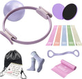 Pilates Essentials Kit for Women, Yoga Exercise Equipment Set for Home Workouts with Mini Ball, Resistance Bands, Sliding Disks & Accessories - Fitness Set for Yoga & Pilates Beginners