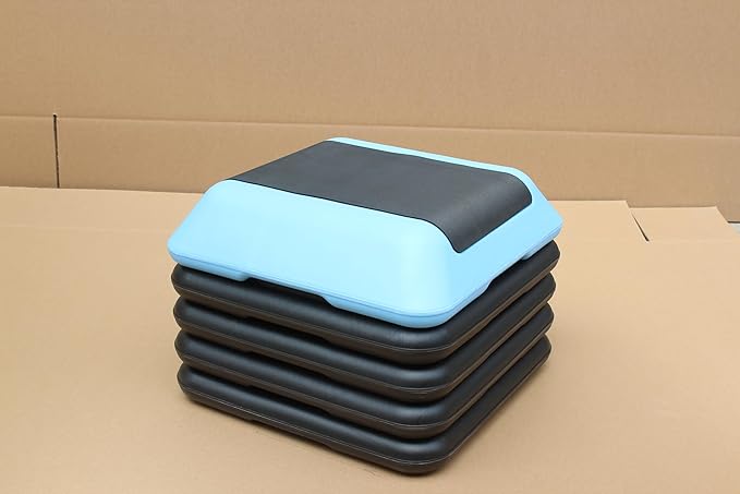 16"x16" High Step Aerobic Platform with 4 Risers, Height-Adjustable Step Aerobics Platform for Home Gym Exercise Fitness Workout Black+Blue