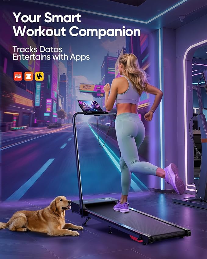 Walking pad Treadmill with Incline & Handle Bar, Folding Treadmill for Home Small Spaces, Compact Portable Under Desk Treadmill,Dual LED Display, 2.5Hp Quiet Running pad, APP, 300 lbs Capacity