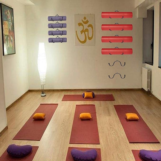 Yoga Mat Storage Foam Rollers Rack Rolled Bath Towels Holder Shelf - Solid Quality Wall Mountable for Bathroom Yoga room Yoga Massage Muscle Roller Exercise Mat, Adjustable Size,Up to 20Lbs - （4 Pack）