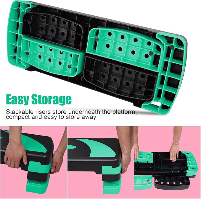Exercise Workout Aerobic Step Platform Trainer, 31" Aerobic Stepper with 4"-6"-8" Adjustable Height Risers