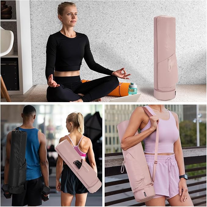 sportsnew Yoga Mat Bag, Full Zip Cargo Yoga Mat Carrier Bag with Drawstring Water Bottle Pocket and Bottom Wet Pocket, Exercise Yoga Mat Carrier Holder Multi-Functional Storage Bag Patent Pending