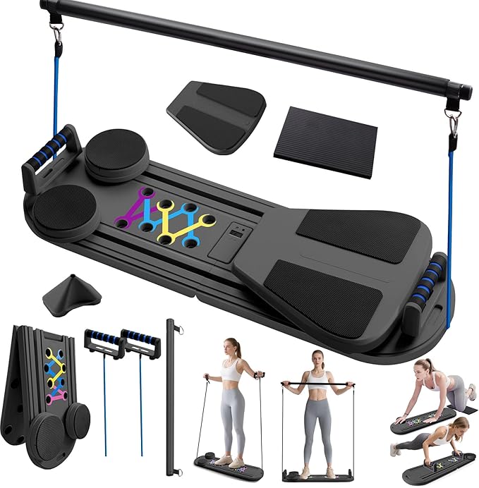 6 in1 Pilates Board, Multi-Purpose Pilates Reformer Set, Foldable Abdominal Board, Pilates Reformer Board for Home, Workout Equipment, Abs Workout Equipment, Core Workout Equipment