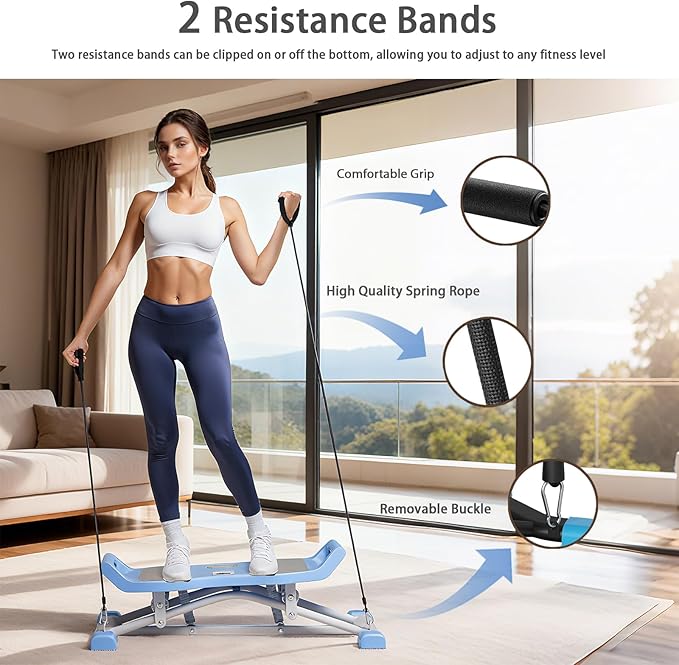 Portable Ski Balancing Machine, Ski Simulator Balance Board with Resistance Bands & LCD Monitor, Full Body Cardio Workout Stepper Exercise Machine 300 lbs Capacity, Ski Exercise Machine for Home