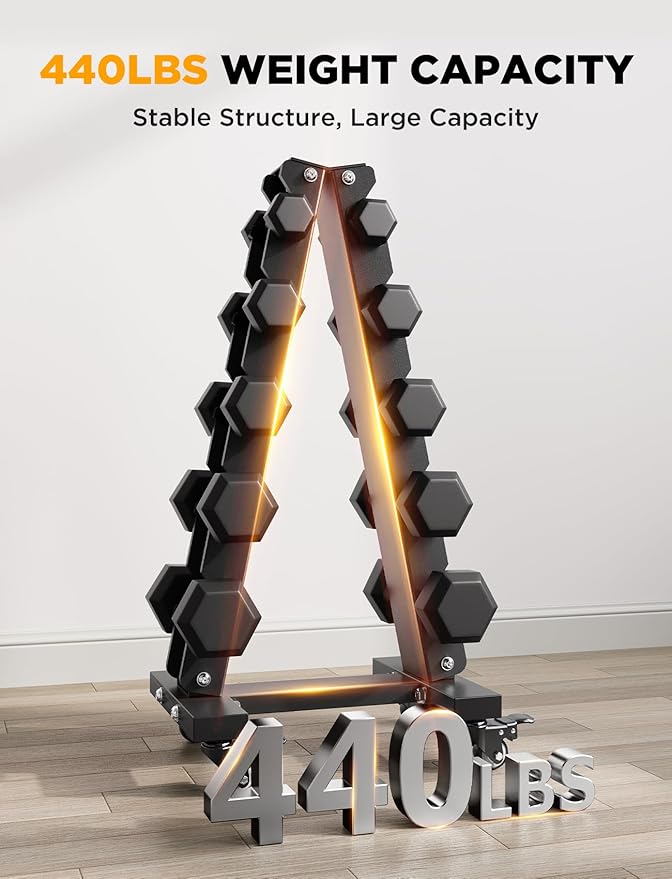 YOLEO Dumbbell Rack - 3 Tier & 5 Tier Compact Weight Rack for Dumbbell, Kettlebell, Barbell, Heavy Duty Weight Storage Organizer, Space-Saving Dumbbell Storage Stand Holder for Home Gym - 1100LBS Capacity (Rack Only)