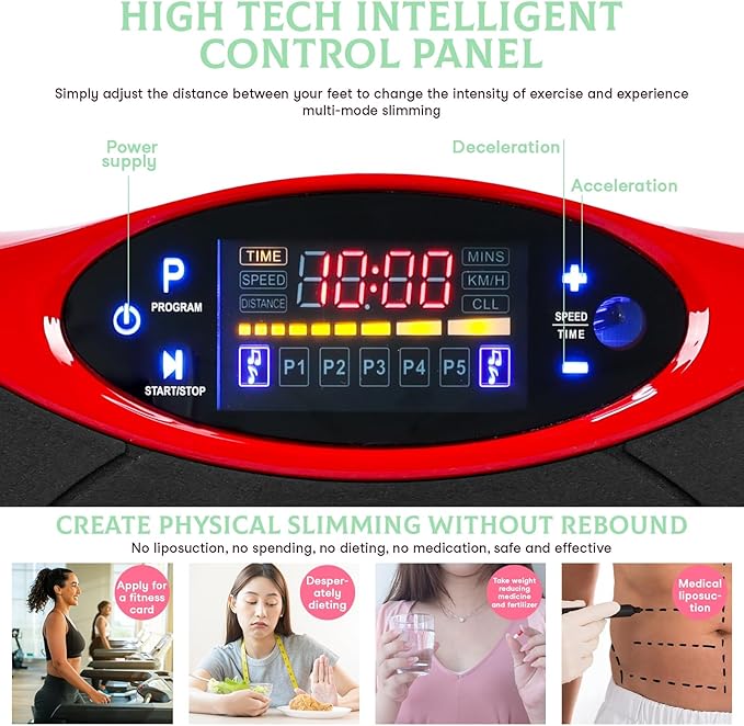 Power Waver Vibration Plate Machine with Adjustable Intensity, Vibration Platform for Full-Body Workout & Recovery, Vibration Fitness Machine for Muscle Toning/Circulation Improvement