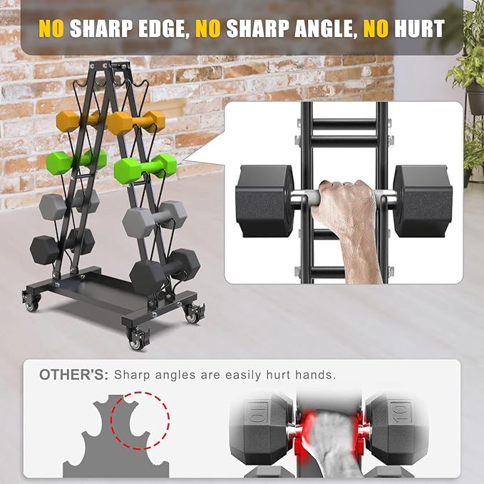 Kipika Heavy Duty 3 Tier Dumbbell Rack Multifunctional, Weight Rack for Dumbbells, Home Gym Equipment, Suitable for Storage of Dumbbell, Kettle Bell, Barbell Plate, Barbell Bar