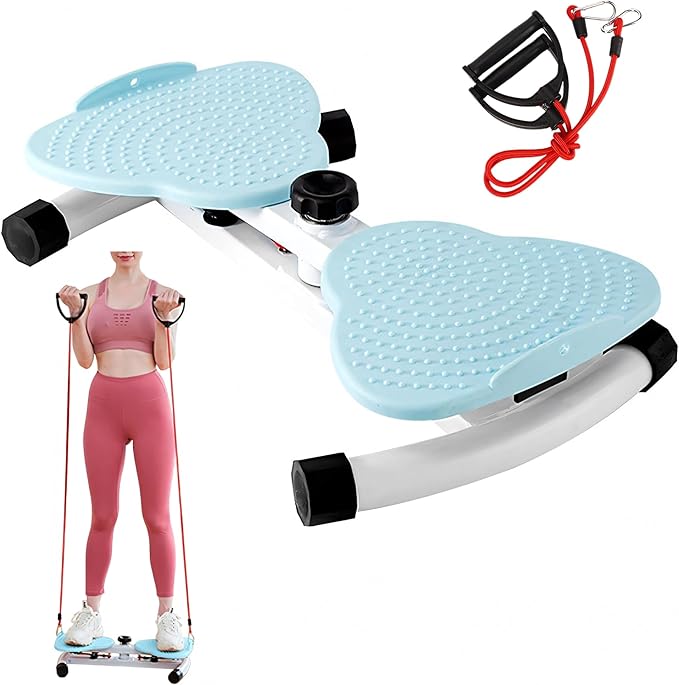 330 lbs Noiseless Anti-Slip Waist Twister Board - Ab Machine with Resistance Bands for Core Exercise & Slimming Waist, Home Gym Equipment Women & Men