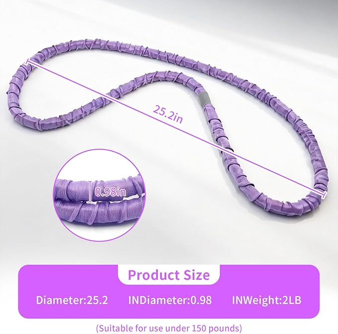 2 lbs Weighted Soft Velvet Hula Hoop Women, Spring Exercise Fitness Hoop Weight Loss Adults Collapsible Portable, No Bruising, for Core Strengt, Waist Toning&Fat Burning, Home Travel Workouts (Purple)