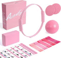 Pilates Kit for Women, 13.7in Silicone Pilates Ring with 5 Resistance Bands, 1 Yoga Ball, 1 Yoga Block, 2 Core Sliders, Video Guide for Full Body Home Workouts