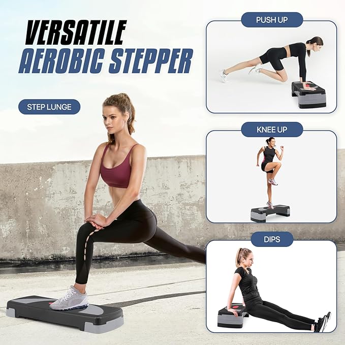 MADOG Aerobics Stepper Platform with 4/6/8 inch Height Stackable Risers