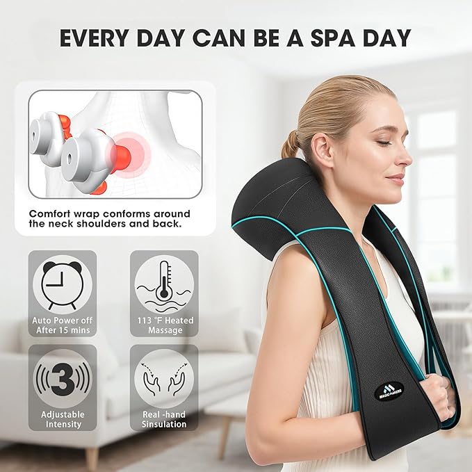MagicMakers Shiatsu Neck Massager with Heat for Pain Relief Deep Tissue – Mothers Day Gifts for Mom, Women, Her | Ideal for Men, Dad & Him– Amazing Back & Shoulder Relief from Daughter or Son