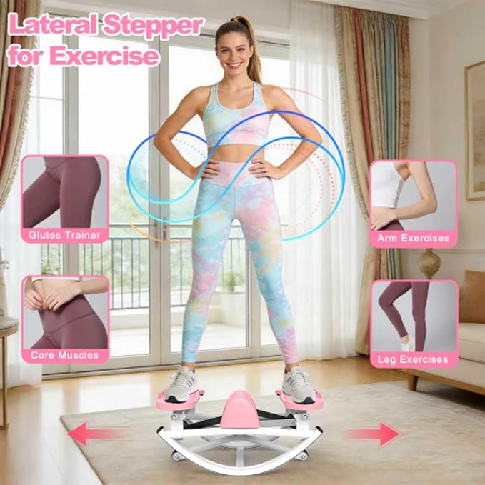 Rocking Stepper,Rock Stepper Side to Side,Step Rocker Machine with Resistance Bands & Anti-Slip Mat and LCD Monitor, Professional Mini Steppers for Exercise at Home