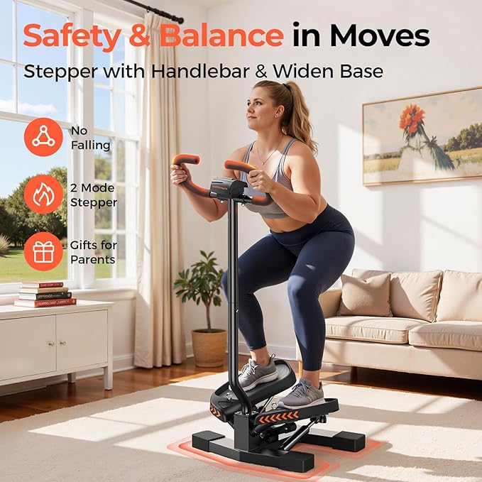 Sportsroyals Stair Stepper,Twist/Mini Stepper for Exercise at Home,Step Machine with Resistance Bands for Full Body Workout, 350lbs+ Capacity