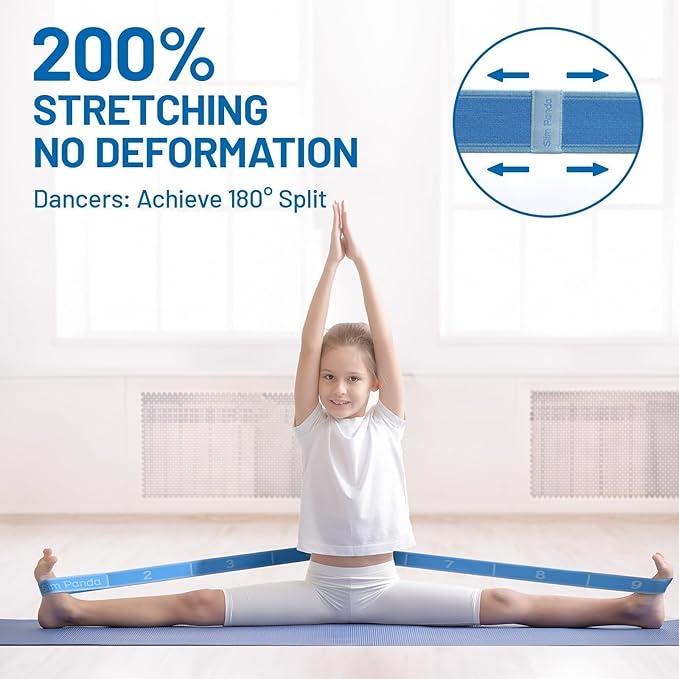 Slim Panda Stretch Strap, Multi-Loop for Physical Therapy,Elastic Yoga Stretching Strap for Dance,Yoga, Pilates & Gymnastics Exercise, Ballet Stretching Band for Flexibility, Leg Stretching