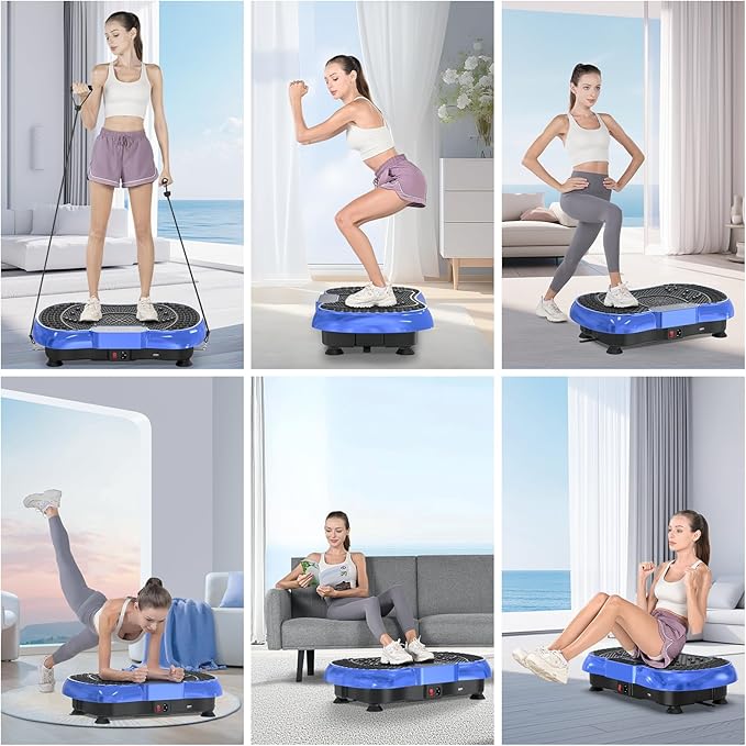 Bigzzia Vibration Plate Exercise Machine for Weight Loss – 100-Speed Platform with Remote & Resistance Bands, 450 lbs Capacity – Quiet Full Body Workout for Lymphatic Drainage at Home