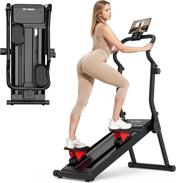 Magnetic Stair Stepper for Home,Vertical Climber Adjustable Resistance Up to 77LBS,Folding Compact Cardio Stair Climber with 350LBS Weight Capacity,19''Extended Stride