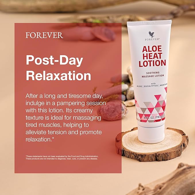 Forever Living - Forever Aloe Heat Lotion with Menthol & Eucalyptus - Skin Nourishment - Vegan-Friendly Formula - 4 fl oz. (Pack of 2)