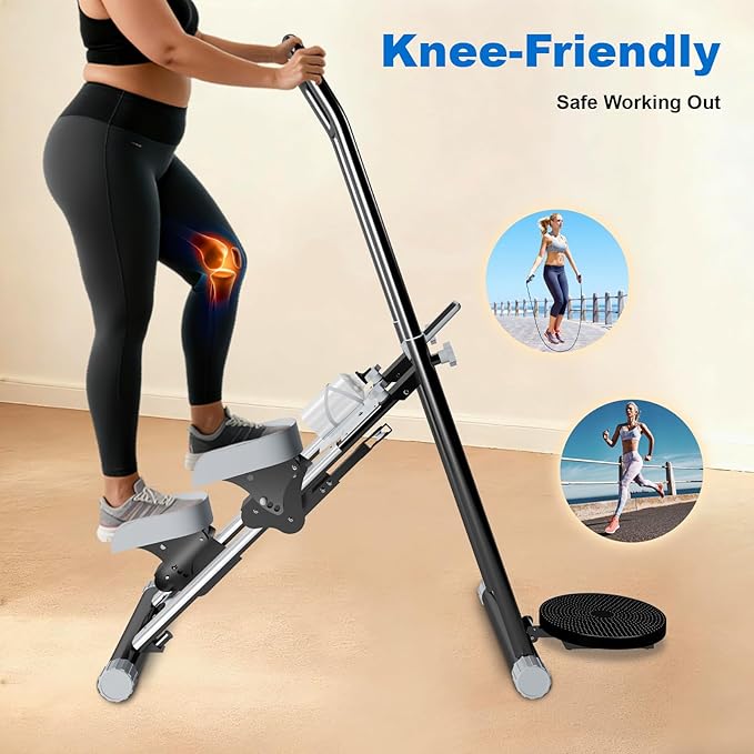 OVER SELF stairmaster Machine for Home - Stair Climber Stepper for Home Gym Exercise, Compact Folding Stair Stepper, Adjustable Handlebar/Pedal, Knee-Friendly Full-Body Workout Equipment
