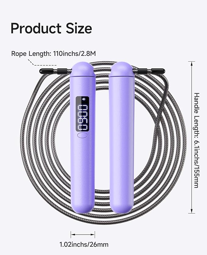 Smart Jump Rope | Accurate Calorie Tracking & 4 Training Modes | Adjustable Steel Wire Rope | Built-in High-Speed Bearings | Type-C Charging | Ideal for Fat Burning, Speed Training & Home Workouts