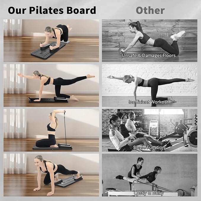 Pilates Board - Pilates Reformer Set, Multi-Purpose Foldable Pilates Reformer Board for Home,11 in 1 Pilates Equipment