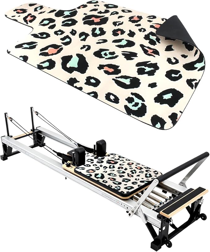 Non Slip Pilates Reformer Mat, Soft Fleece Surface Pilates Towel Mat, Pilates Mat with Multiple Equipment, Lightweight and Foldable, Sweat Wicking and Quick Drying, For Yoga and Fitness (Spotted)
