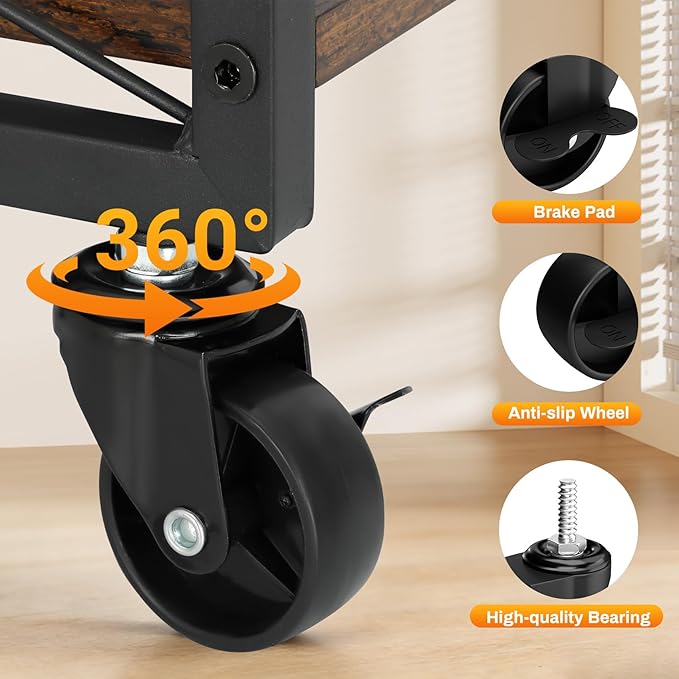 Yoga Mat Storage Rack, Home Gym Storage Rack, Retro Metal & Wood Weight Storage Racks for Yoga Mat, 360° Roller & Fitness Equipment, 60 Lbs per Shelf