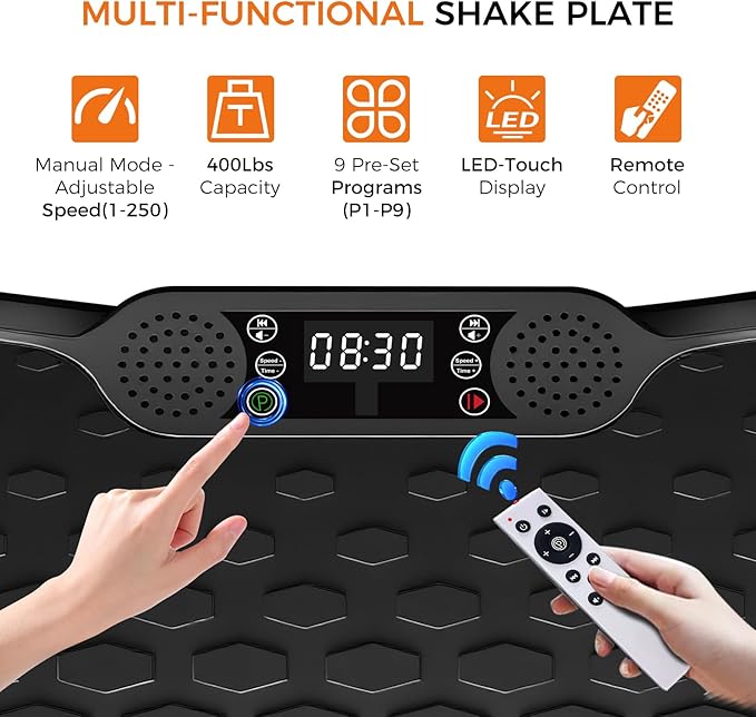 Vibration Plate Exercise Machine,Vibrating Platform for Lymphatic Drainage with 250 Speeds,450 lbs Weight Capacity,Vibrated Plates for Weight Loss,Full Body Workout Equipment for Fitness at Home