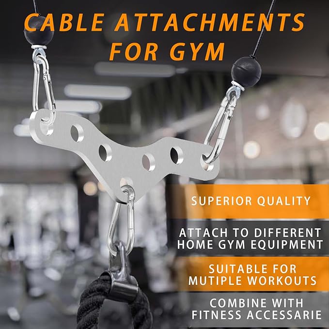 J Bryant Stainless Steel Double to Single Pulley Adaptor Plate for Cable Machine – Fitness Dual Pulley Connector with 3 Carabiners for LAT Pulldown, Triceps Pushdown, and T Bar Row Accessories