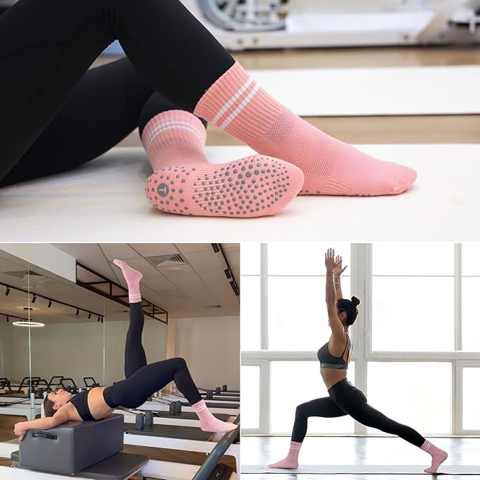 Pilates Ball Resistance Bands Grip Socks Barre Sets, Loop Exercise Bands 5 Levels, Small Yoga Ball 9 Inch, Non Slip Socks Workout Kit at Home