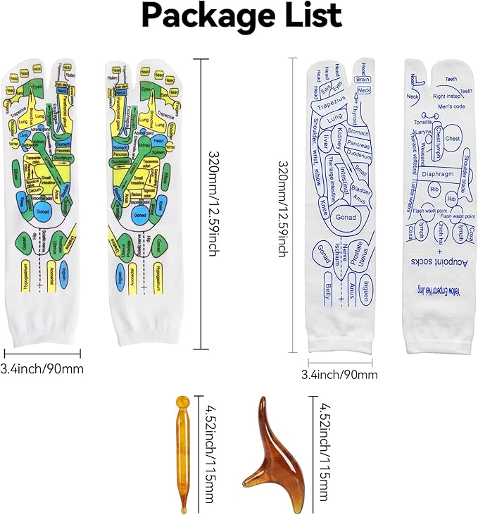 Reflexology Sock with Massage Tools Set, 2 Pairs Socks Acupuncture Trigger Point Foot Pain Relief Remedy Acupoint Birthday Gifts for Women (Women - a Set)